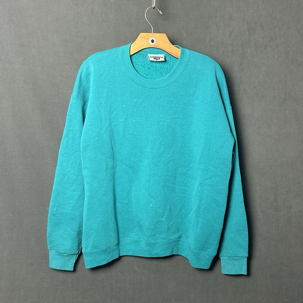 Vintage Lee Heavyweight Crewneck Sweatshirt Mens XL Cyan Teal Blue Made in USA